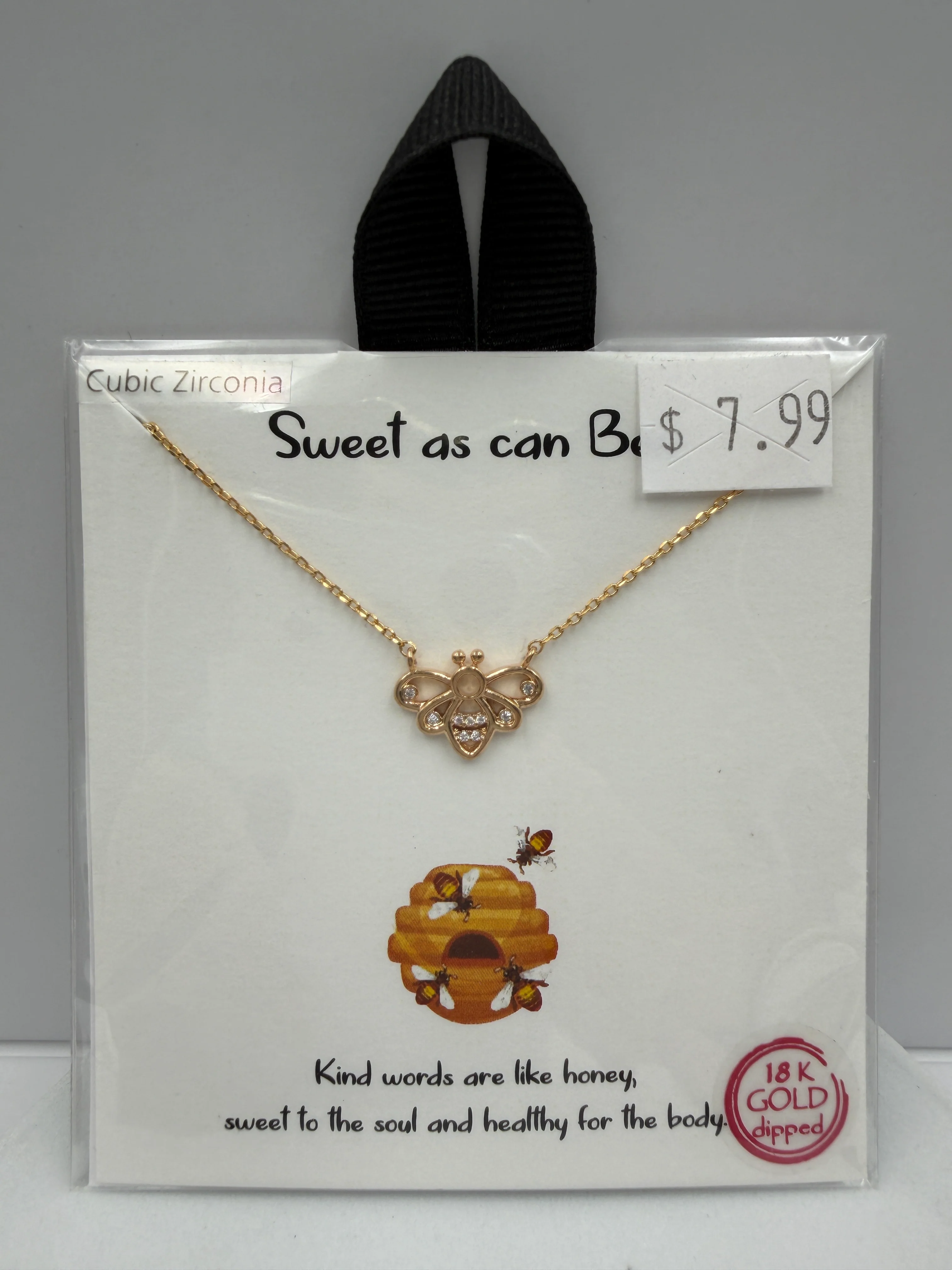 "Sweet as can Bee" Gold Dipped Necklace