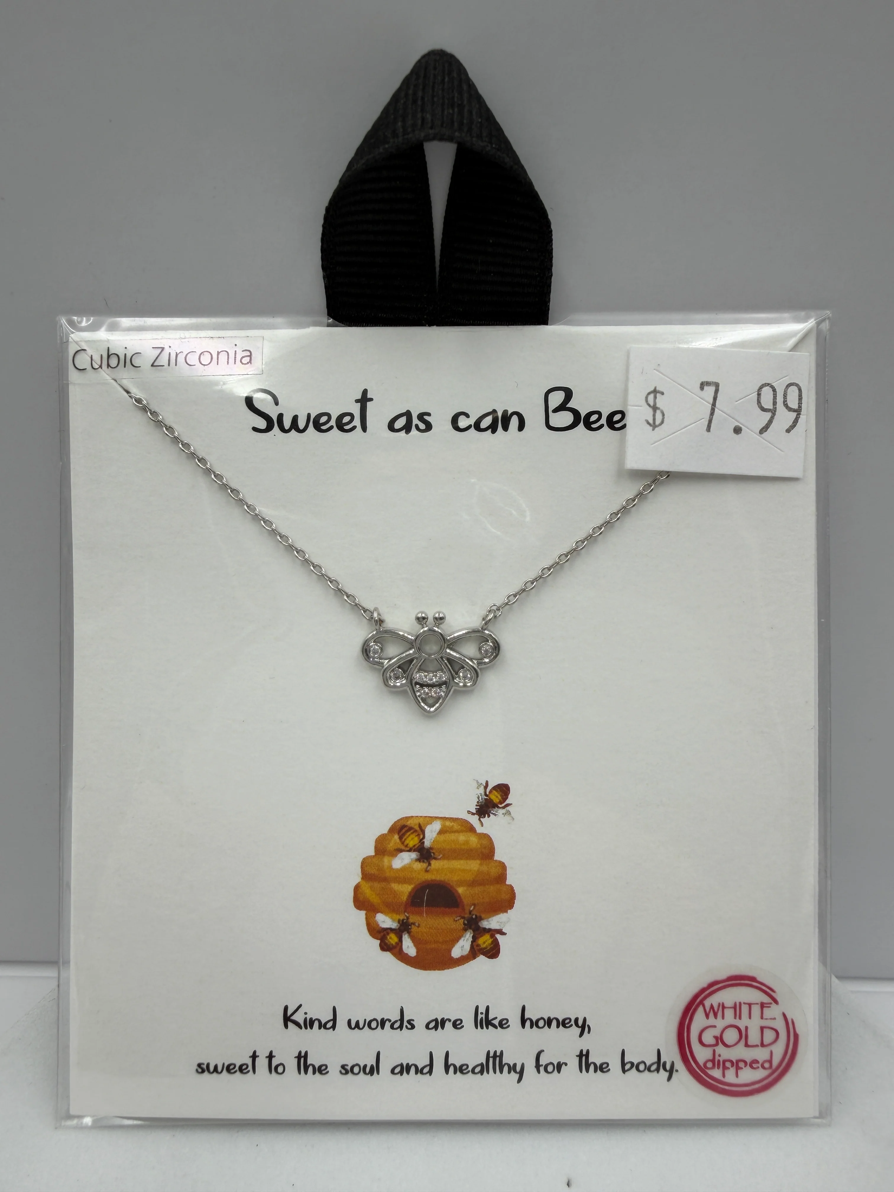 "Sweet as can Bee" White Gold Dipped Necklace