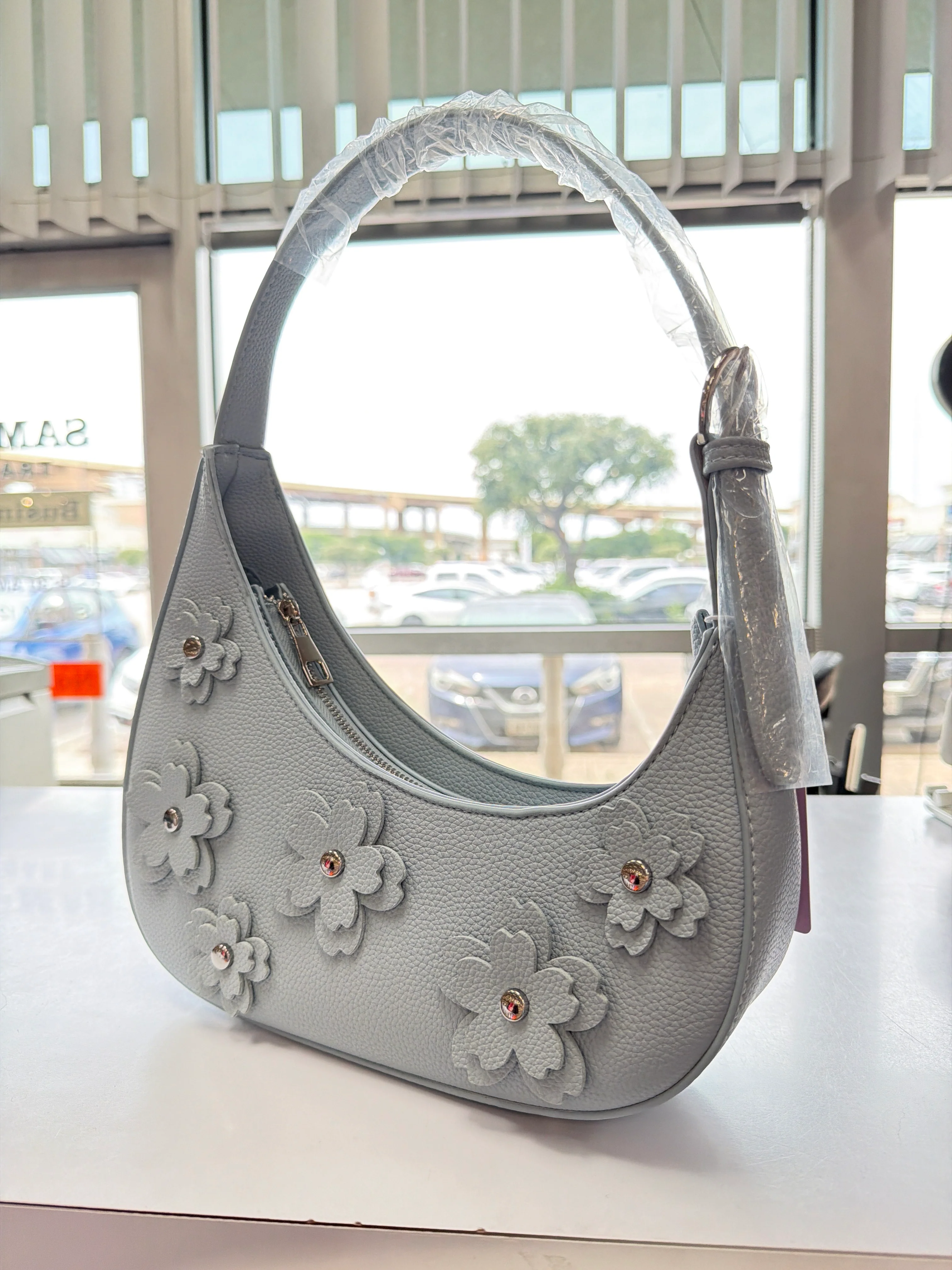 The Floral Crescent Shoulder Bag (Blue) - Image 2