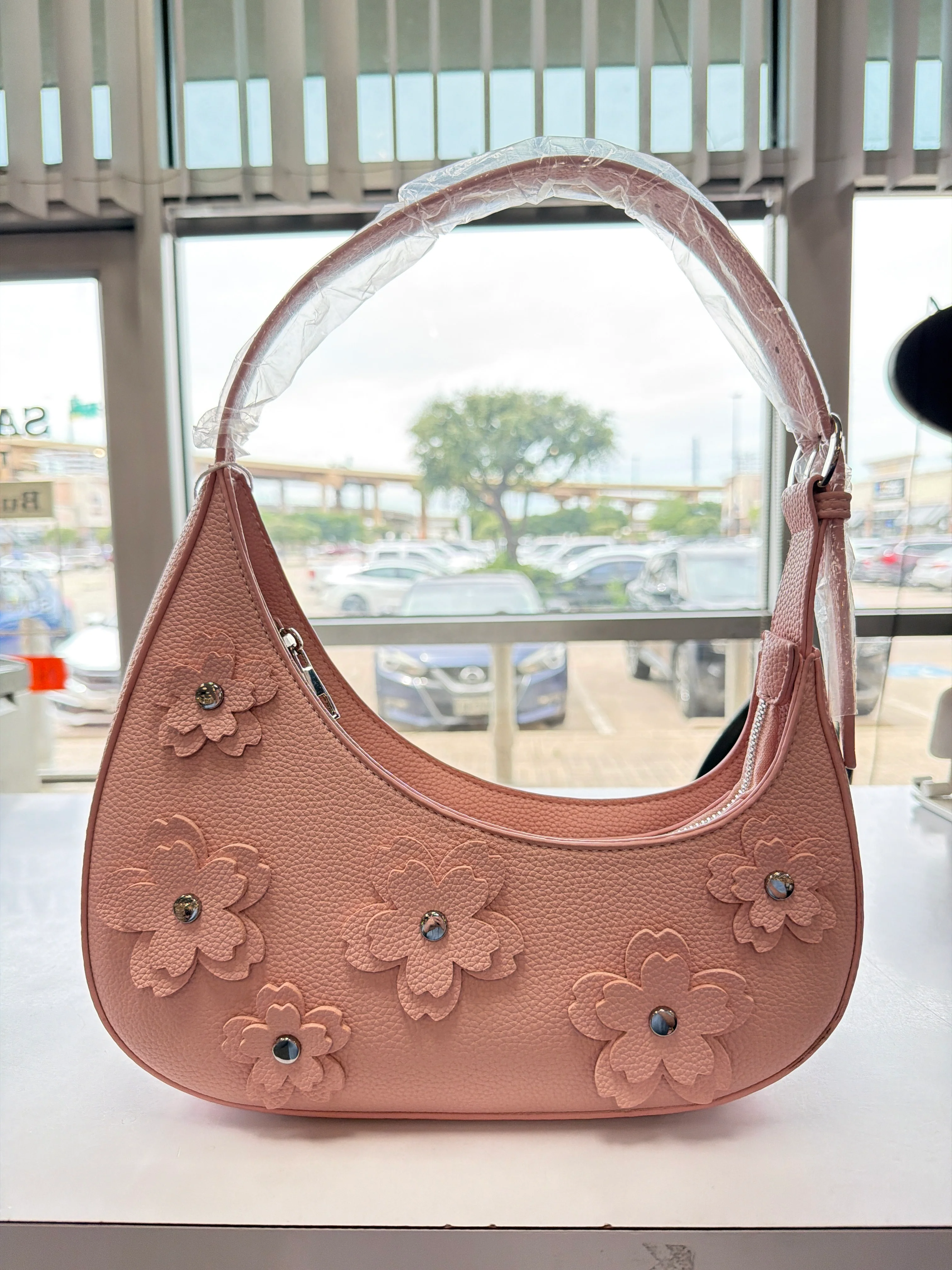The Floral Crescent Shoulder Bag (Pink)