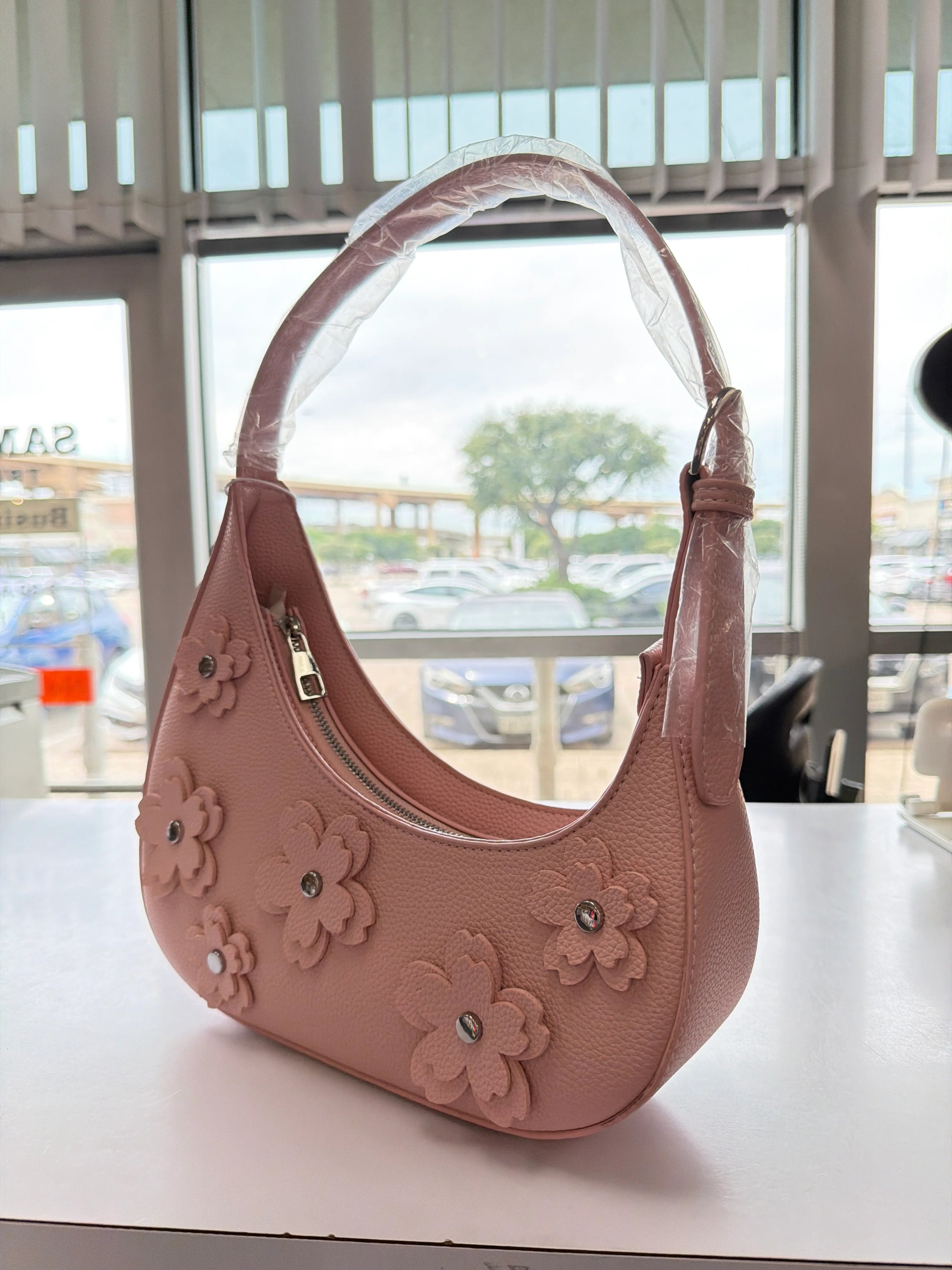 The Floral Crescent Shoulder Bag (Pink) - Image 2